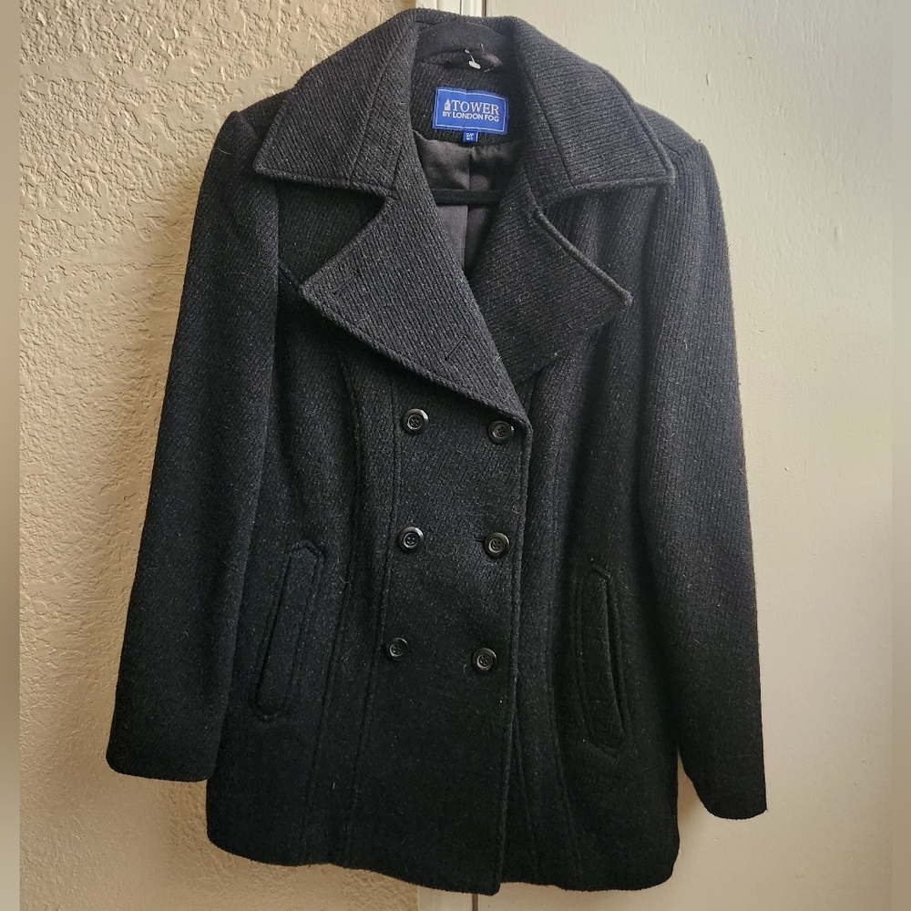 Tower by London Fog- Black Wool Blend Coat